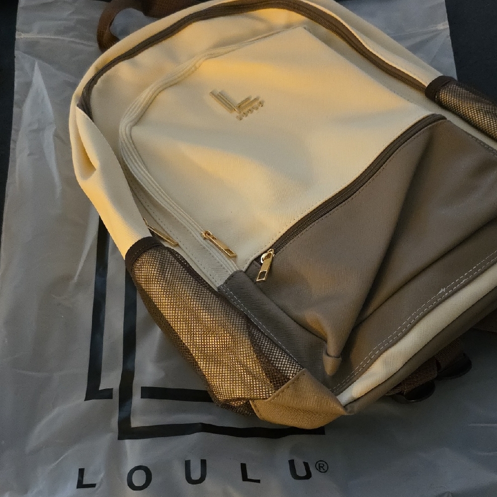 Ulu Cream and Brown /gold Unisex Backpack